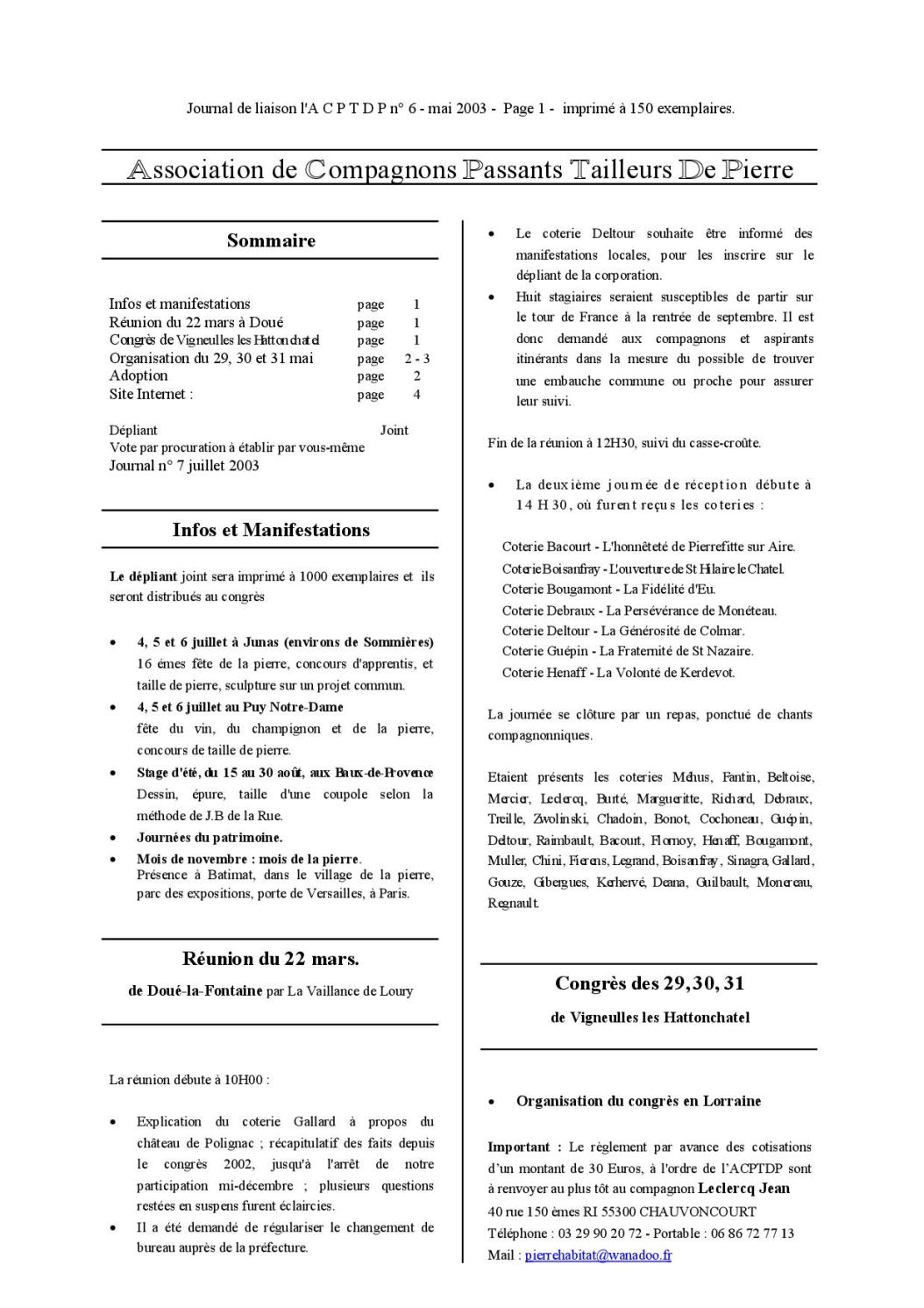 VDP n°6 – mai 2003