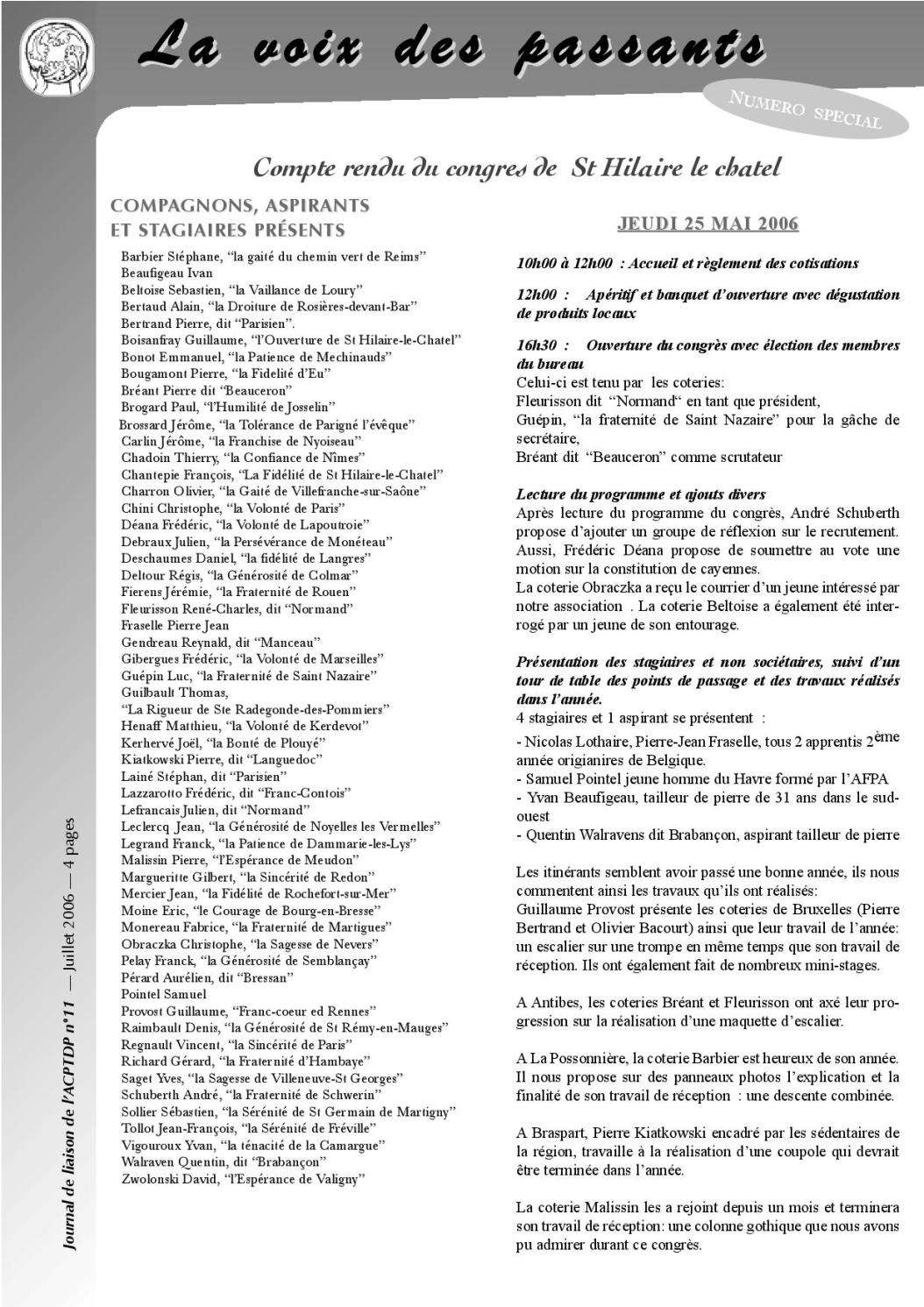 VDP n°11 – juillet 2006