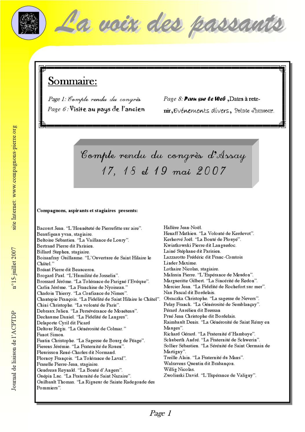 VDP n°15 – juillet 2007